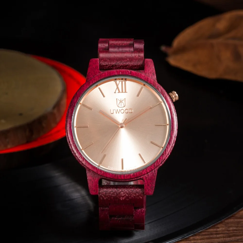 Роскошные мужские деловые деревянные наручные часы 2018 кварцевые красные