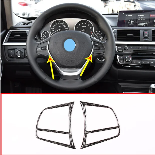 

Real Carbon Fiber Car Steering Wheel Button Frame Trim Stickers For BMW 3 Series F30 F33 F36 2013-2019 4 Series F33 F36