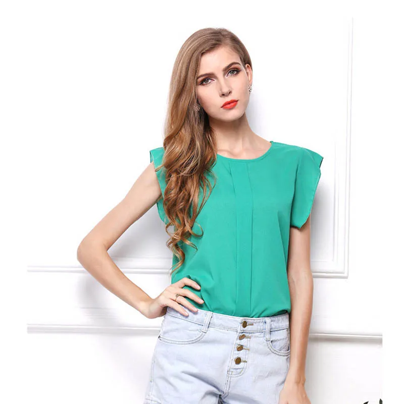

Newly Summer Women Shirt Sleeveless Ruffle Blouse Chiffon Tank Tops Girl Casual Tee m99