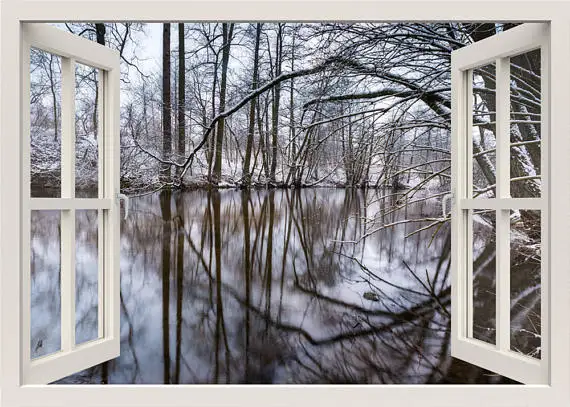 3D наклейки на стену с эффектом окна зимняя виниловая наклейка природу декор для