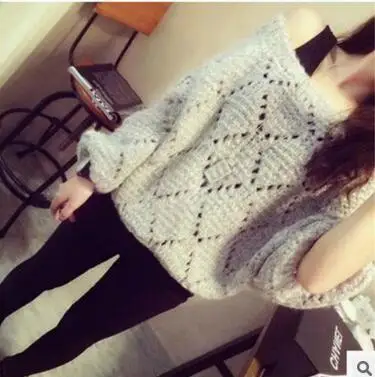 Свитер MLXSLKY Женский свободный с круглым вырезом красный | Женская одежда