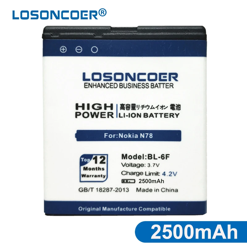 Аккумулятор LOSONCOER 2500 мАч аккумулятор для мобильного телефона Nokia N78 N79 6788 6788I N95 8G BL
