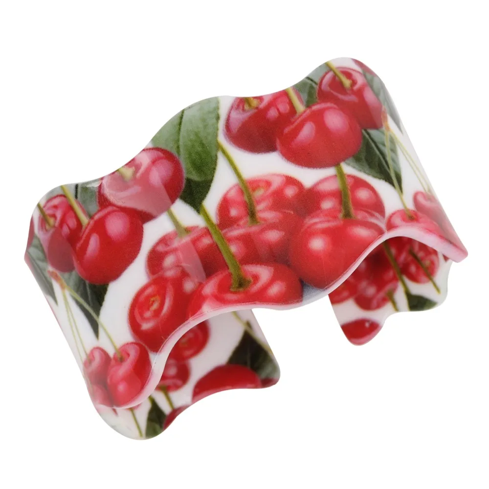WEVENI Wide Love Lightweight Cherry Pattern Bangles Bracelets Original Acrylic Jewelry For Women New Fashion Girl Accessories | Украшения и