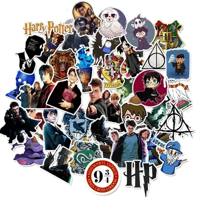 50pcs stickers Harri магические трюки баннер украшения Гарри Гриффиндор Слизерин Рейвенкло Плавающие Летающие вечерние флаг игрушка для детской вечеринки - Цвет: 50pcs stickers