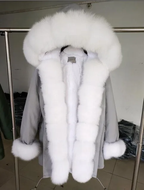 color 9 fox fur Бренд, новинка, длинная камуфляжная зимняя куртка, женская верхняя одежда, толстые парки, натуральный Лисий мех, пальто с воротником, с капюшоном, pelliccia - Цвет: color 9 fox fur