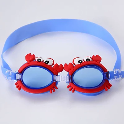 Crab Red Симпатичные детские силиконовые прозрачные плавательные очки в форме единорога, водонепроницаемые очки, противотуманные очки для бассейнов, плавающих ming - Цвет: Crab Red