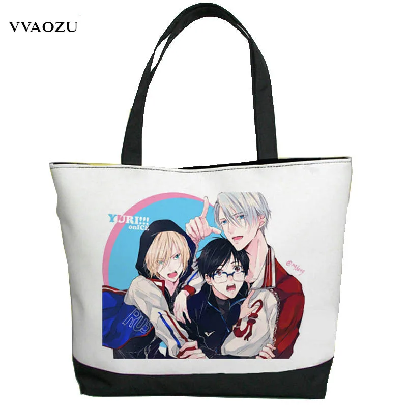 

Yuri on Ice парусиновая сумка для косплея плисетский Yuri/Victor Nikiforov Повседневная Сумка-тоут для покупок Студенческая сумка для книг Bolsa Feminina
