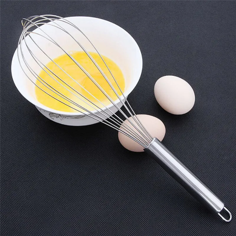 Size: 8/10/12 inches bake Cooking Tools Kitchen Appliances for Stainless Steel Egg Beater Hand Whisk Mixer Kitchen Tools