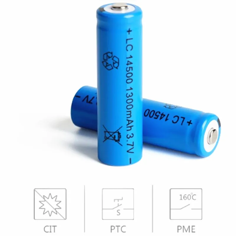 4 шт./партия AA 14500 аккумулятор 1300mah 3,7 V литий-ионный аккумулятор и светодиодный фонарик