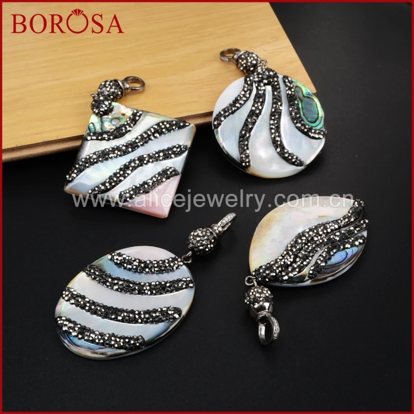 BOROSA 3 шт. модный многообразный кулон в виде раковины из страз Drusy ювелирное