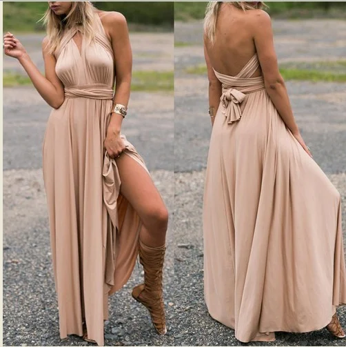 champagne Sexy dress Multiway Wrap Convertible Boho Maxi Club Red Dress Bandage Long Dress Party Bridesmaids Infinity Robe Longue Femme - Цвет: champagne