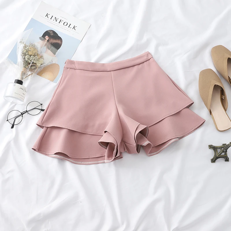 Модные шифоновые шорты для женщин лето 2019 новые корейские со средней талией и