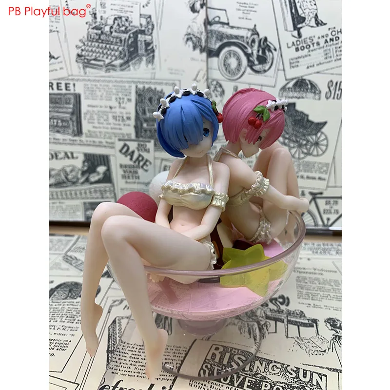 13CM Rem &amp Ram Wine Glass figure PVC Novelty model Action Anime collection Children favorite fans love best gift HD16 | Игрушки и