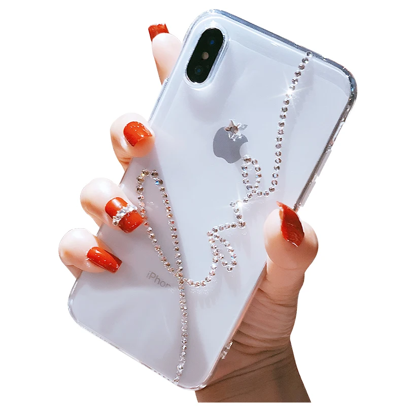 Для iPhone X XS MAX XR Чехол 3D блестящий блеск сверкающий кристаллический алмазный прозрачный защитный чехол 5 5S 6 6S 7 8 ПЛЮС на.
