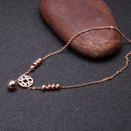Медный ножной браслет YUN RUO из розового золота с монетницей титановая сталь