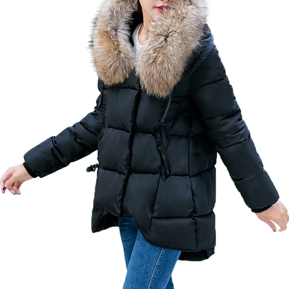 Winter Parkas jackets Women Clothing Fashion Casual Slim Thick Fur Collar Warm Hooded Outwear Coats Parkas With Hooded Overcoats