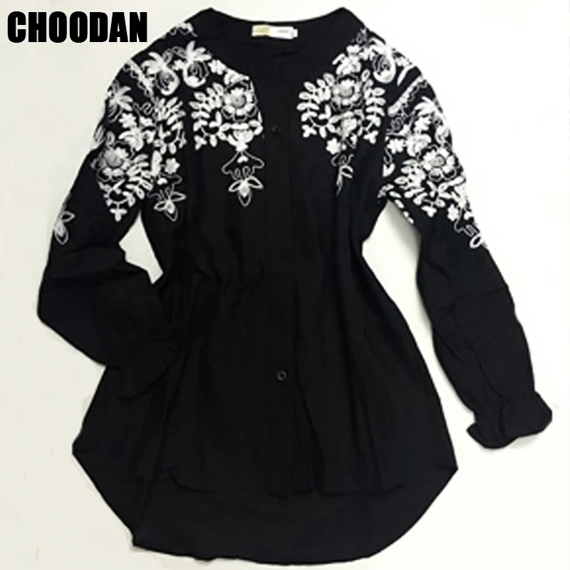 Блузка с вышивкой хлопковые бельевые женские блузки Camisas Femininas корейские топы