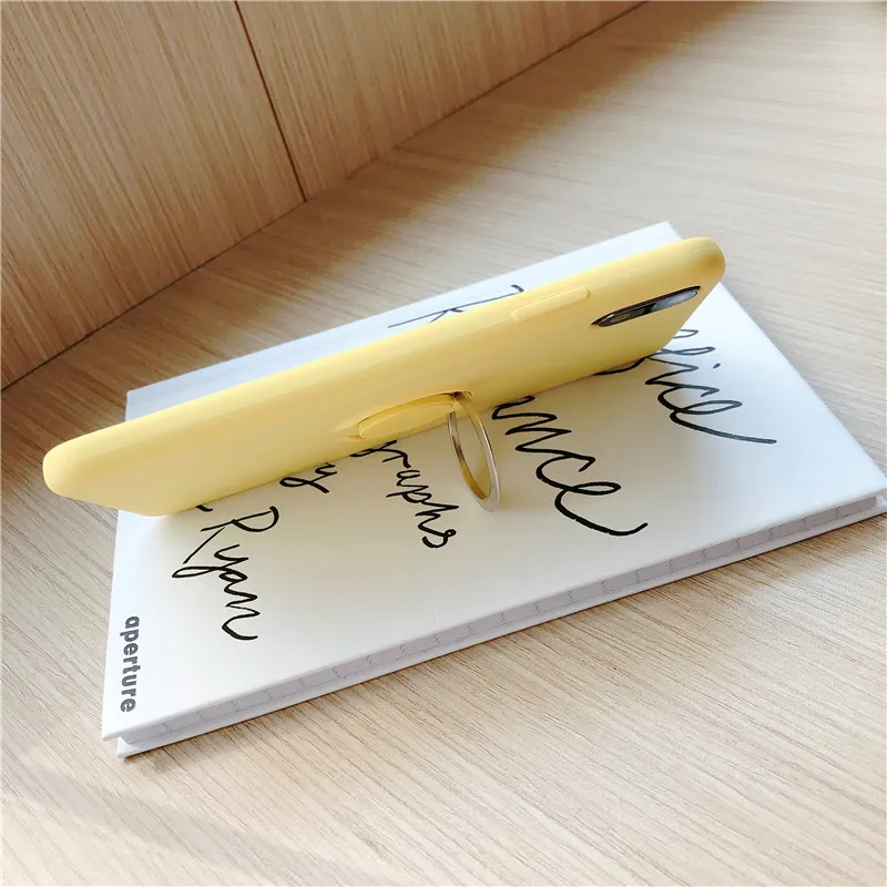 Новый жидкий силиконовый чехол с кольцом для телефона 360 iPhone XS Max XR X 6 6S 7 8 Plus Fundas