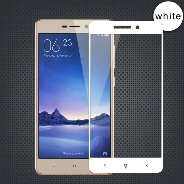 White Полное покрытие из закаленного стекла для Xiaomi Redmi 3 S 3 S, защита экрана телефона для Xiaomi Redmi 3 Pro Redmi 3 S 5,", защитная пленка - Цвет: White