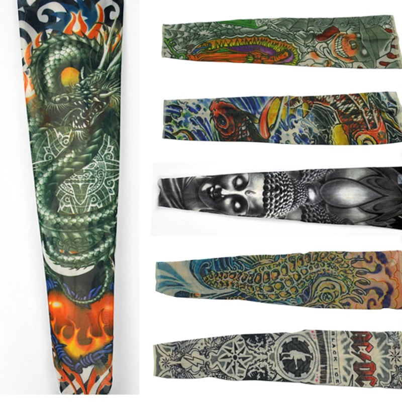 

OPHIR 6pcs Mixed 92%Nylon Elastic Fake Temporary Tattoo Sleeves Arm Tattoo Sleeve for Cool Men Women Body Tattoo Art _TA030