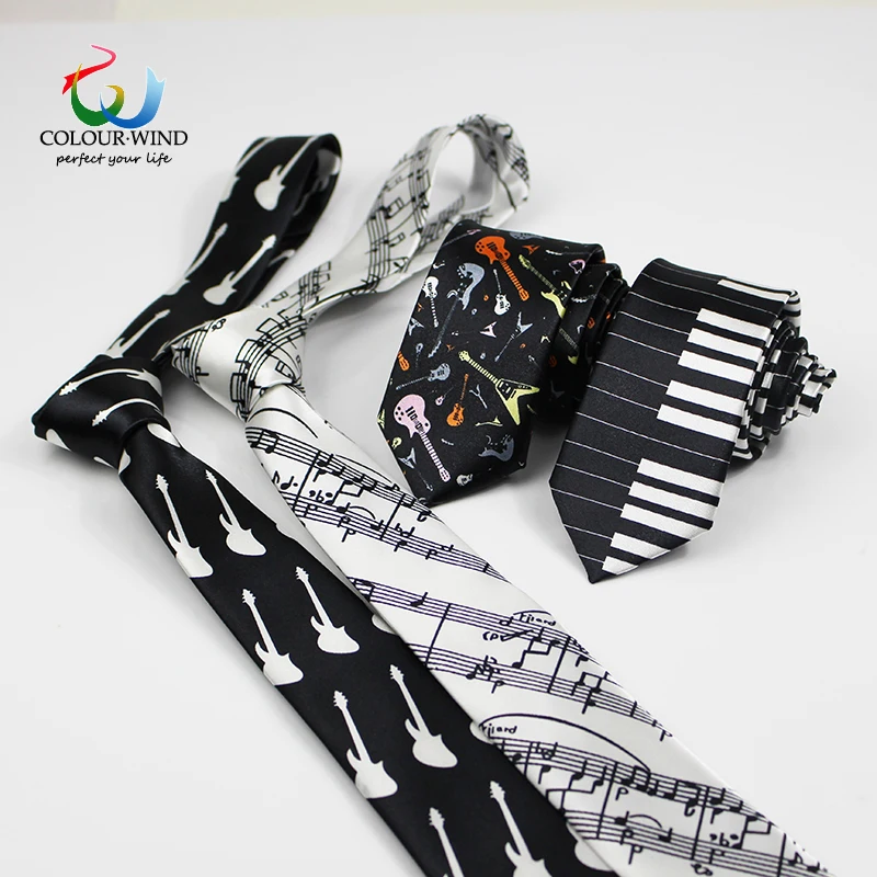 Мужской галстук из полиэстера Модный Узкий для музыки концертов пианино нот