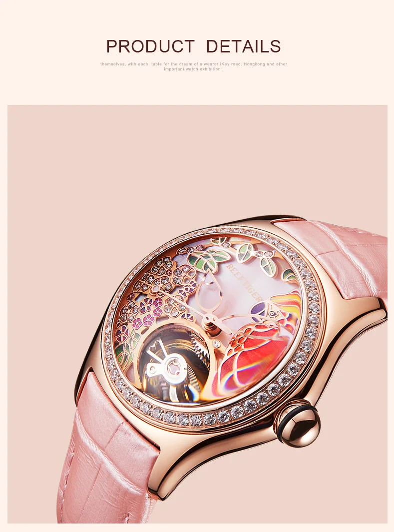 Риф Тигр Топ Бренд роскошные женские часы Reloj Mujer кожа автоматические механические водонепроницаемые модные часы RGA7105