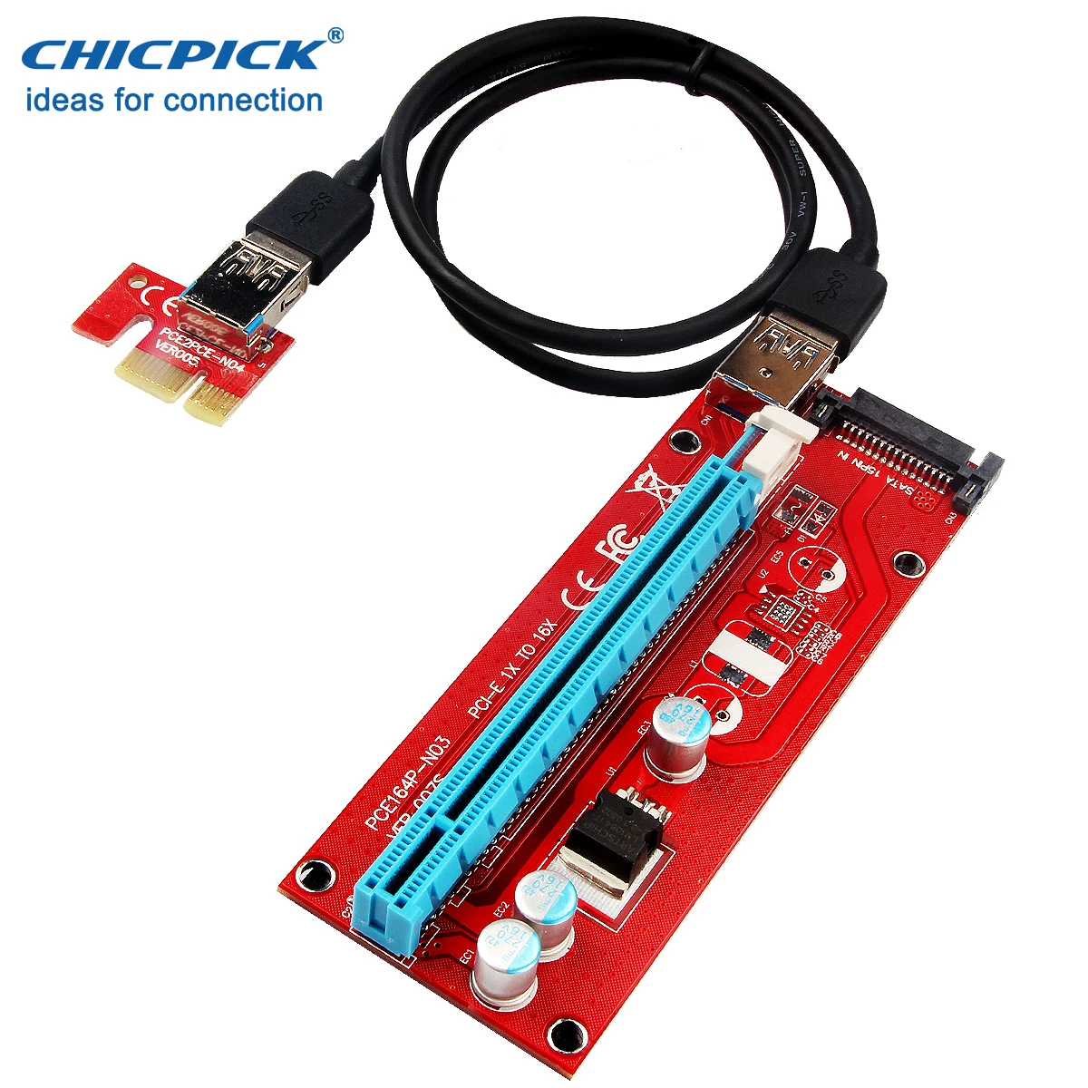 Chicpick USB 3.0 PCIe Express 1x к 16x стояка кабель адаптер SATA питание VER007 для Eth БТД горной GPU nvidia