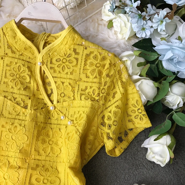 2019 новые модные женские платья летние бисерные Ретро полые пряжки cheongsam Стиль