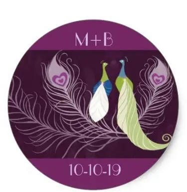 

1.5inch Purple Peacocks Pair Wedding Anniversary Custom Classic Round Sticker