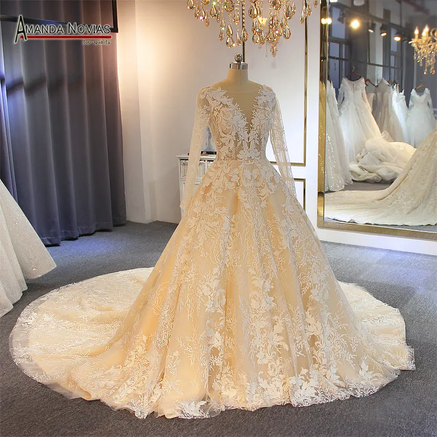 Vestidos de fiesta de Новое свадебное платье с длинными рукавами сексуальное пляжные свадебные платья