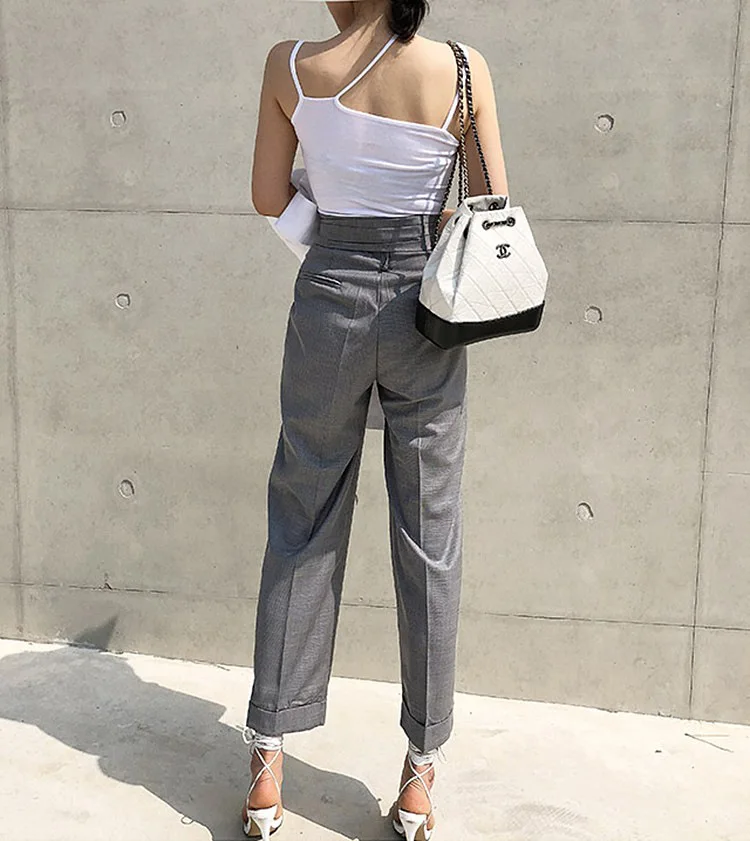 GETSRING брюки женские бандажные хлопковые длинные с высокой талией подходят ко