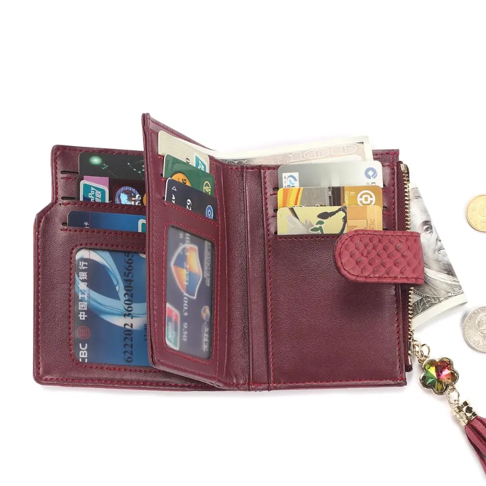 Jamarna Brand Women Wallets Genuine Leather Short Tassels Ladies Purse Credit Card Holder Wallet Female Small | Багаж и сумки