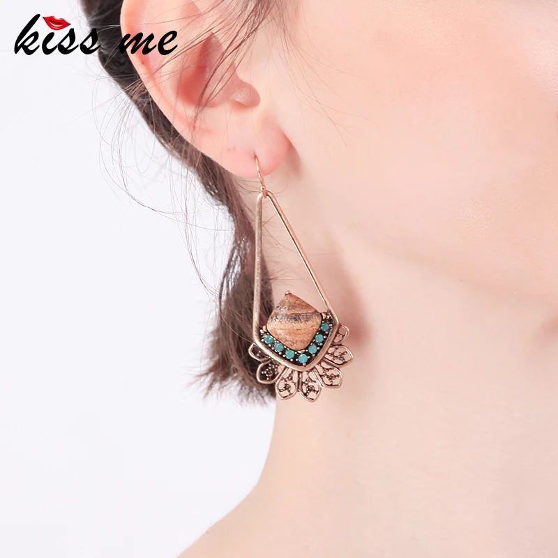 Женские Висячие серьги KISS ME этнические геометрические с натуральным камнем