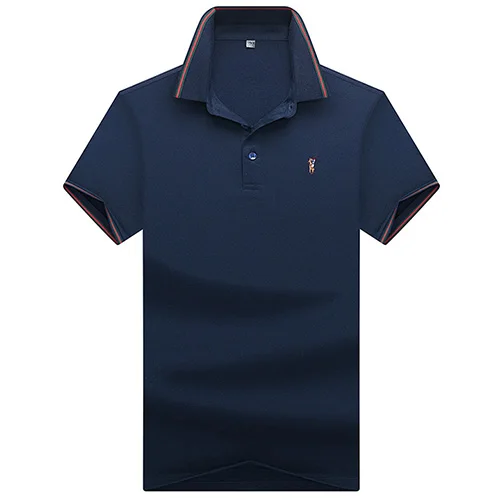 Dark blue Поло de qualite superieure hauts et shirts Hommes Daffaires hommes marques Polo 3D broderie с отложным воротником col hommes Polo - Цвет: Dark blue