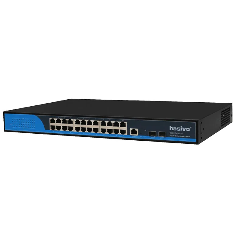 Управляемый переключатель 24 RJ45 10M/100M/1000M и 2 оптических порта 30 Вт AC100-240V 50/60 Гц |