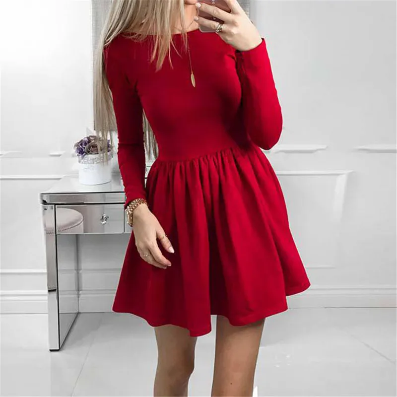 Летнее платье новая мода для женщин с длинным рукавом цельное бальное в форме о