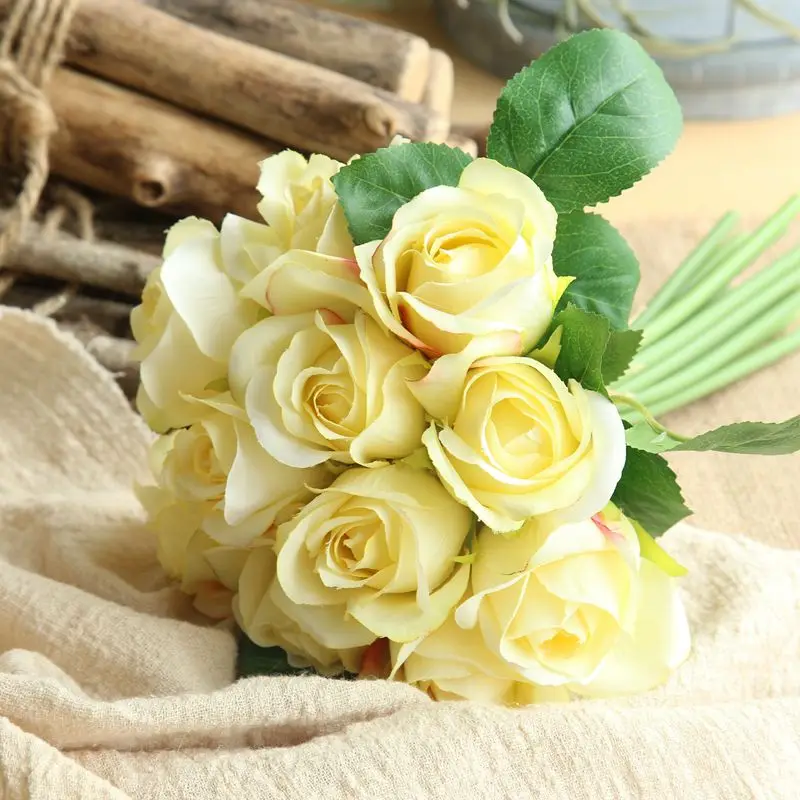 Type1Yellow Bouquet YO CHO Свадебный букет розовые розы цветок Свадебный букет Белый Искусственный Свадебный букет для подружек невесты держатель Свадебные принадлежности - Цвет: Type1Yellow Bouquet