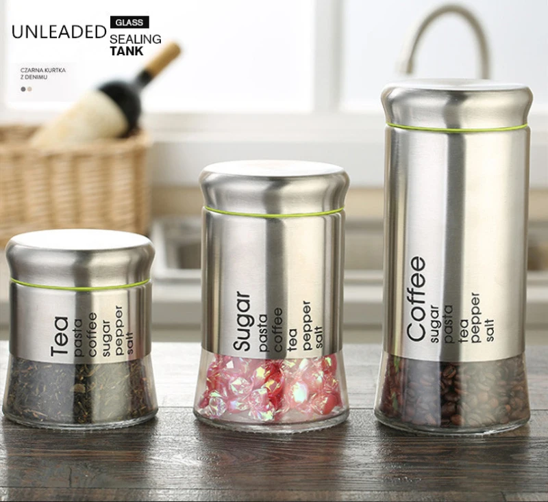 kitchen Glass jar with lids cereal dispenser transparent unleaded storage jars snacks candy moisture-proof sealed canister