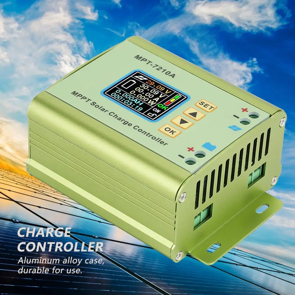 

MPT-7210A Aluminum Alloy LCD Display MPPT Solar Panel Charge Controller For Lithium Battery