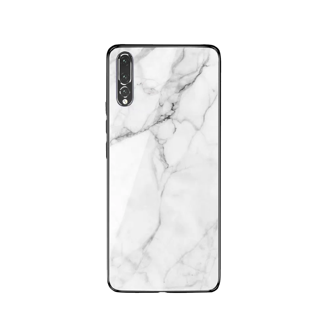 Чехол для Huawei P20 P30 Pro чехол Lite P20lite P30lite со стеклом мраморный белый телефона |
