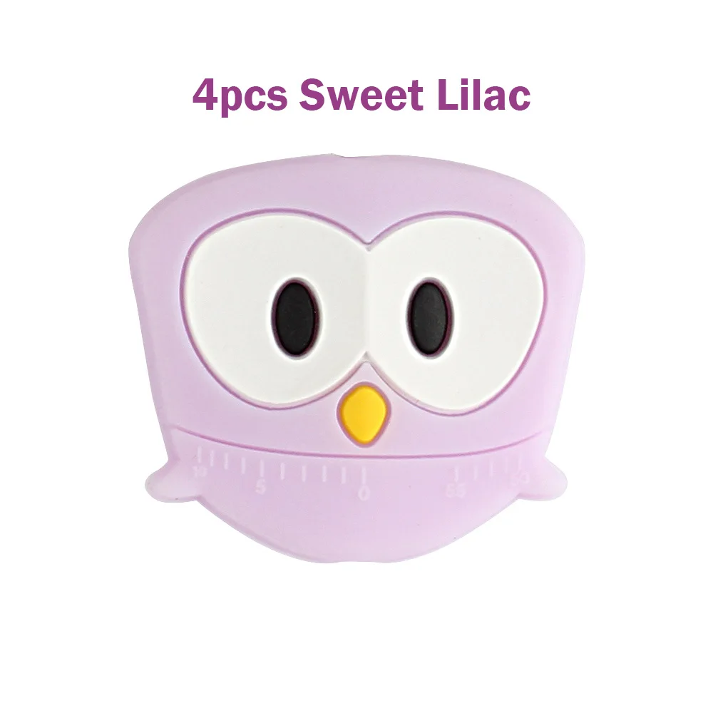 4pcs Sweet Lilac 4/8 шт. силиконовые бусины против грызунов нового дизайна с рисунком Совы Силиконовые Прорезыватели для зубов аксессуары Силиконовый грызунок делая Цепочки и ожерелья с подвесками детские товары - Цвет: 4pcs Sweet Lilac