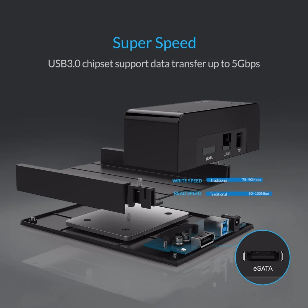 ORICO 6518SUS3 инструмент бесплатно USB 3 0 и eSATA 2 5 &quotи 5&quot SATA жесткий диск Док-станция для