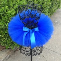 cute girls royal blue tutu skirts baby fluffy tulle dance pettiskirts tutus with big ribbon bow kids party costume skirts cloth