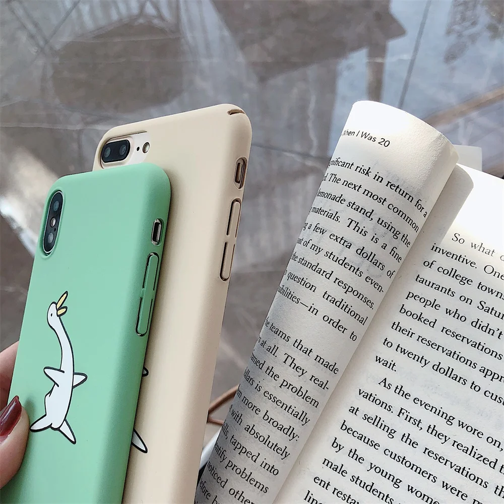 Простой жесткий чехол для iPhone 6 6S 7 8 Plus с милым гусиным узором Матовый