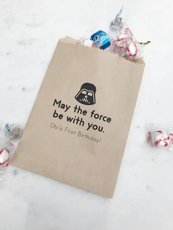 

custom May the force be with you birthday baby Shower Kraft Paper Bakery Cookie desserts gifts Favors Bags Popcorn Bag Stamp