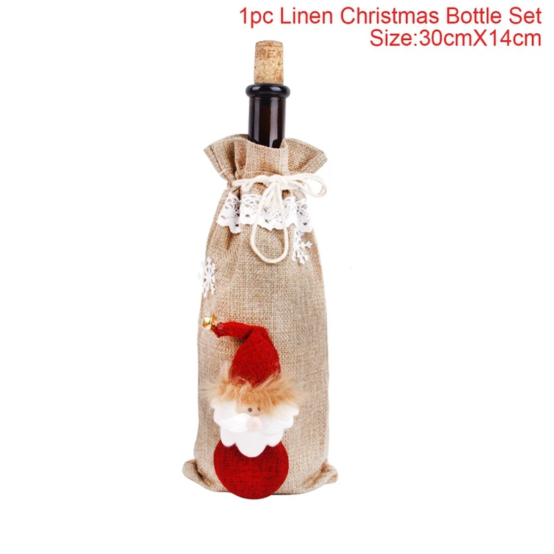 wine bottle set 23 FengRise рождественские украшения для дома Санта Клаус крышка бутылки вина снеговик чулок держатели для подарков Рождество Navidad декор год - Цвет: wine bottle set 23
