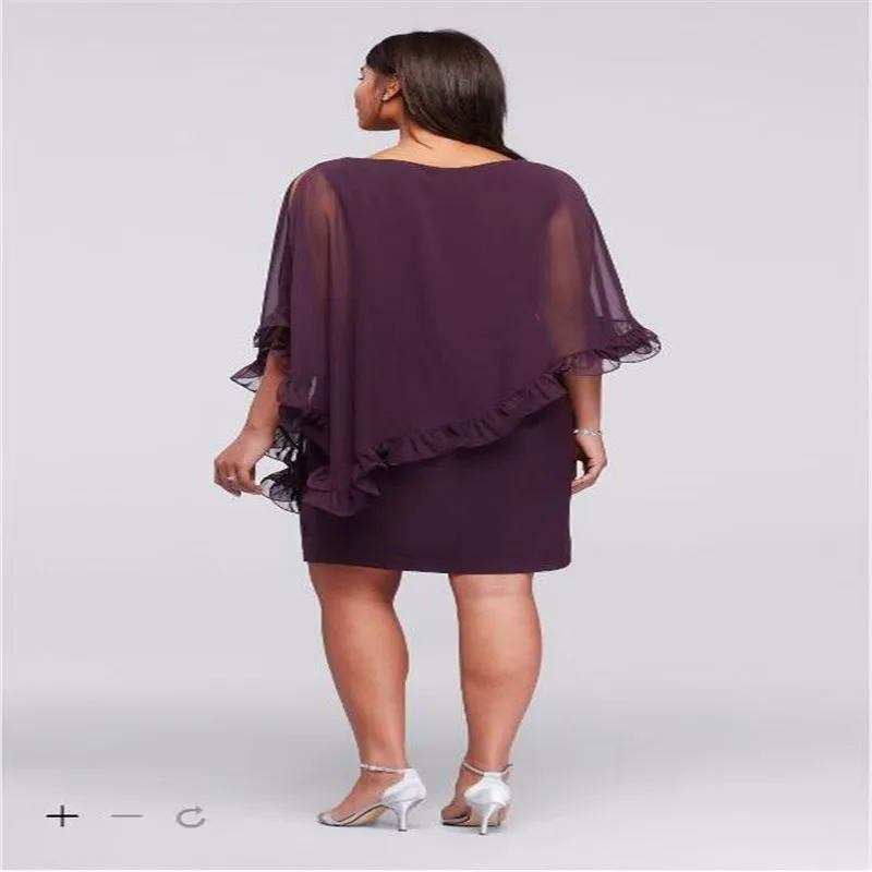 2017 Плюс Размер Длиной До Колен Шифон мама Невесты Платья с Оборками Наминка XS8155W