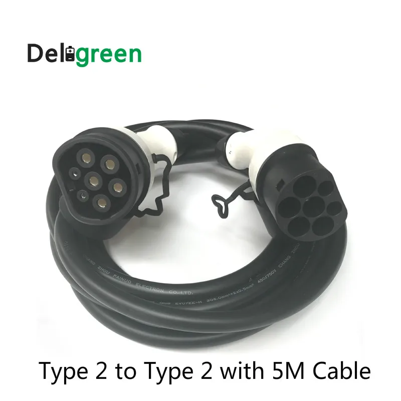Deligreen 32A Тип 2 к IEC62196 EV зарядный штекер DUOSIDA с 5 метровыми TUV/UL кабелями Mennekes