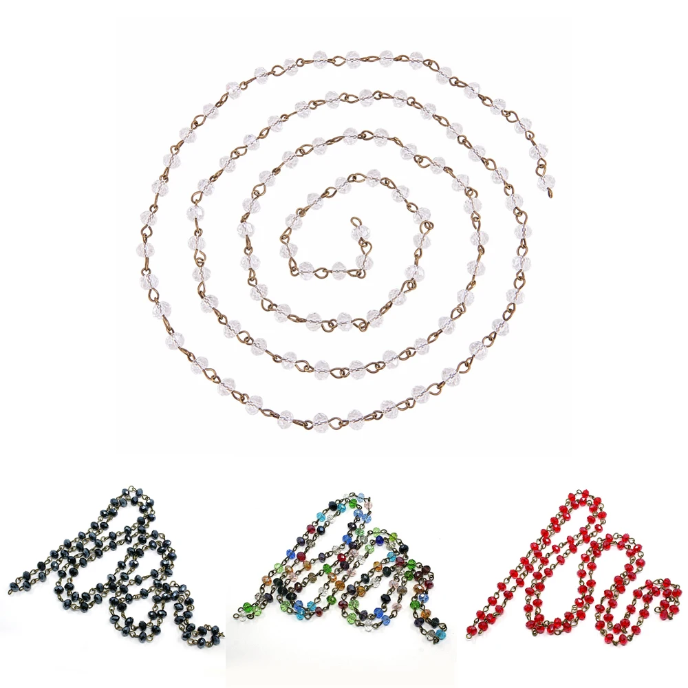 5Strands 1000x6mm Handmade Glass Faceted Abacus Beads Chains Chain with &amp Iron Eye Pin Bracelet | Украшения и аксессуары