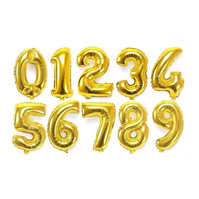 32inch gold number Воздушные гелиевые шары на день рождения из фольги, 32 дюйма, цифры-балоны, украшения для дня рождения, Детские шарики на день рождения - Цвет: 32inch gold number